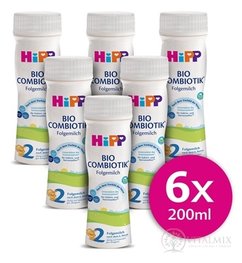 HiPP 2 BIO COMBIOTIK tekutá pokračovací mléčná kojenecká výživa (od ukonč. 6. měsíce) 6x200 ml (1200 ml)