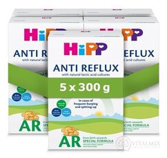 HiPP Anti-Reflux AR, výhodné balení speciální výživy, 5 × 300 g