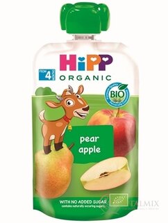 HiPP BIO 100% Ovoce Hruška Jablko kapsička (od ukonč. 4. měsíce) ovocný příkrm 1x100 g