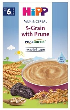 HiPP Mléčná KAŠE PRAEBIOTIK vícezrnná se švestkami (od 6. měsíce) (5-zrnná) (inov. 2025) 1x250 g