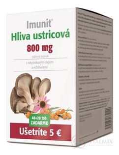 Imunit HLÍVA ústřičná 800 mg s rakytník. a echinata. cps 40 + 20 zdarma (60 ks)