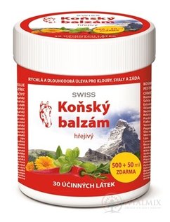 KOŇSKÝ BALZÁM SWISS hřejivý (inov.16) 500 + 50 ml zdarma (550 ml)