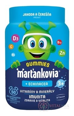 WALMARK Marťánci Gummy Vitamíny s Echinaceou želatinové tablety, příchuť jahoda a třešeň 1x50 ks
