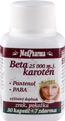 MedPharma betakaroten 25.000 mj + Panthenol + PABA cps 30 + 7 zdarma (37 ks)