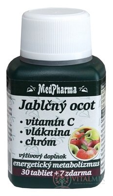 MedPharma Jablečný ocet, VIT C, VLÁKNINA, CHROM tbl 30 + 7 zdarma (37 ks)