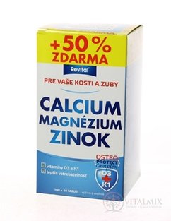 Revital VÁPNÍK - HOŘČÍK - ZINEK + VITAMÍNY D3 a K1 tbl 100 + 50 zdarma (150 ks)