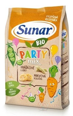 Sunar BIO Křupky Party mix (hráškové lusky a mrkvové kolečka) (od ukonč. 12. měsíce) 1x45 g