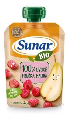 Sunar BIO Kapsička Hruška, malina 100% ovoce (od ukonč. 4. měsíce) 1x100 g