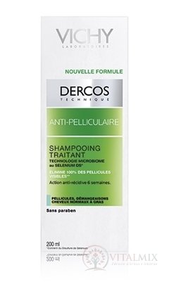 VICHY DERCOS ANTI-pelliculaire Šampon proti mastným lupům, normální vlasy (M0363600) 1x200 ml