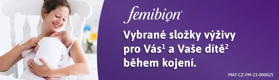 Femibion. Podporuje matku a dítě od prvního trimestru těhotenství.