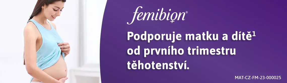 Femibion. Podporuje matku a dítě od prvního trimestru těhotenství.